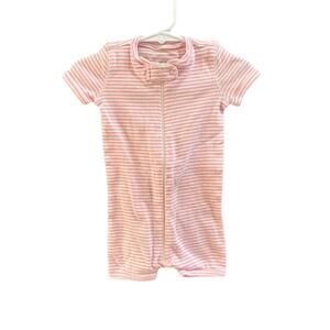 Primary Pink Striped Zip Up Romper, VGUC, Sz 6-9mo (AA)